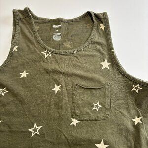 SONOMA OLIVE STAR PRINT CASUAL COTTON POCKET TANK // 🫒